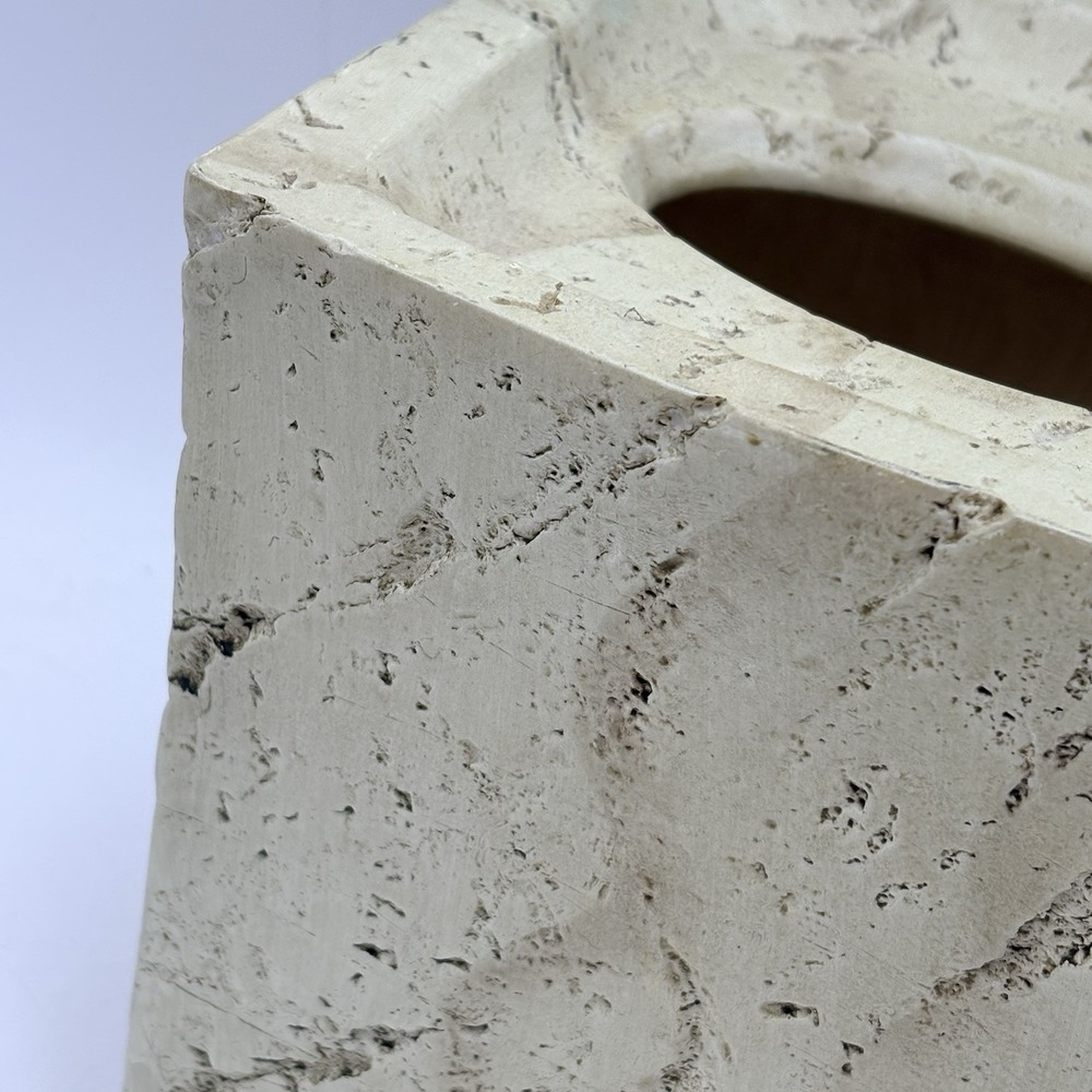 Croscill Quarry Faux Marble Tissue Box Cover Beige Stone Look Bathroom Decor - Picture 3 of 9